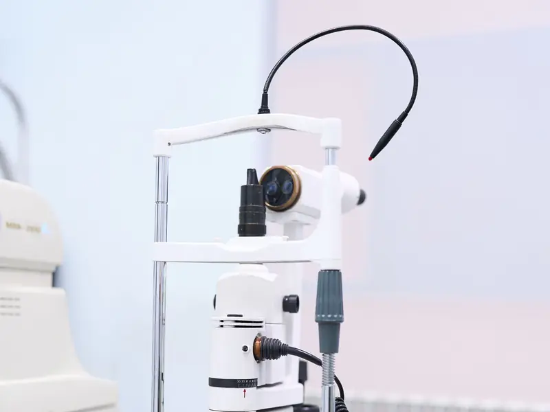 Щелевая лампа в кабинете BABY EYE CLINIC: большой прибор с фонариком
