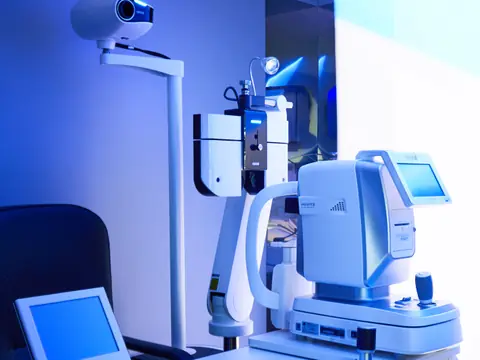 Рабочее место с проектором знаков для проверки остроты зрения в RB CLINIC